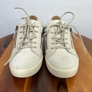 Giuseppe Zanotti Beige Size 35.5 Women's Suede Lace Up Zippered Trainers